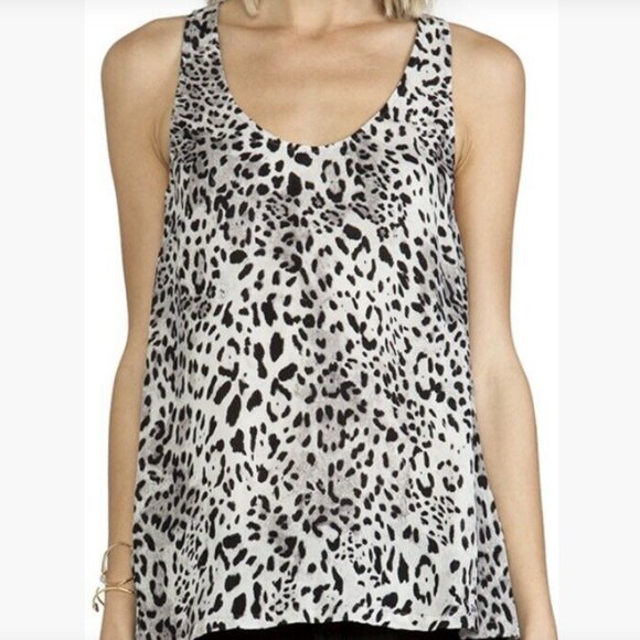 Joie Leopard Print Gray Silk Racerback Tank Top - Picture 10 of 11